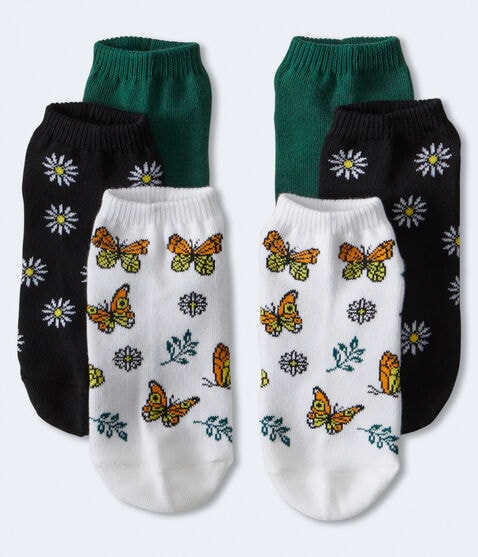 Butterfly Floral Ankle Sock 3-Pack Butterfly Floral Ankle Sock 3-Pack