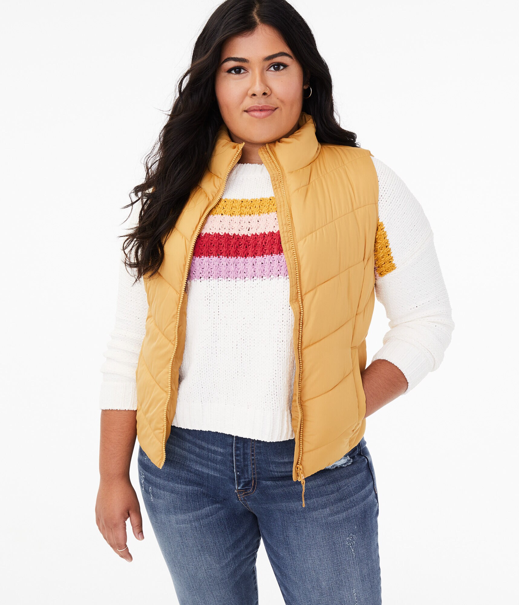 Chevron Quilted Puffer Vest