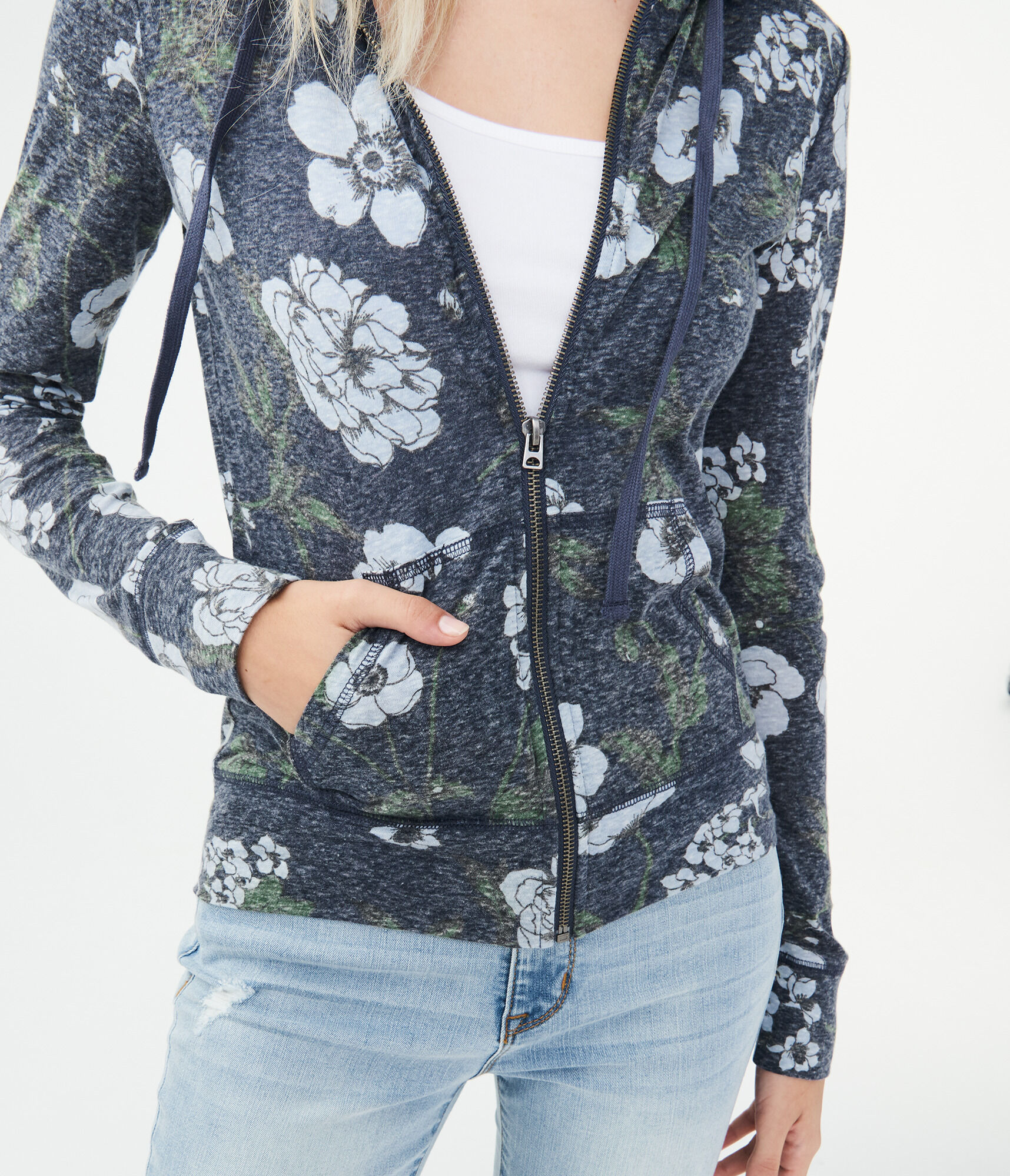 Lightweight Floral Full Zip Hoodie Lightweight Floral Full Zip Hoodie