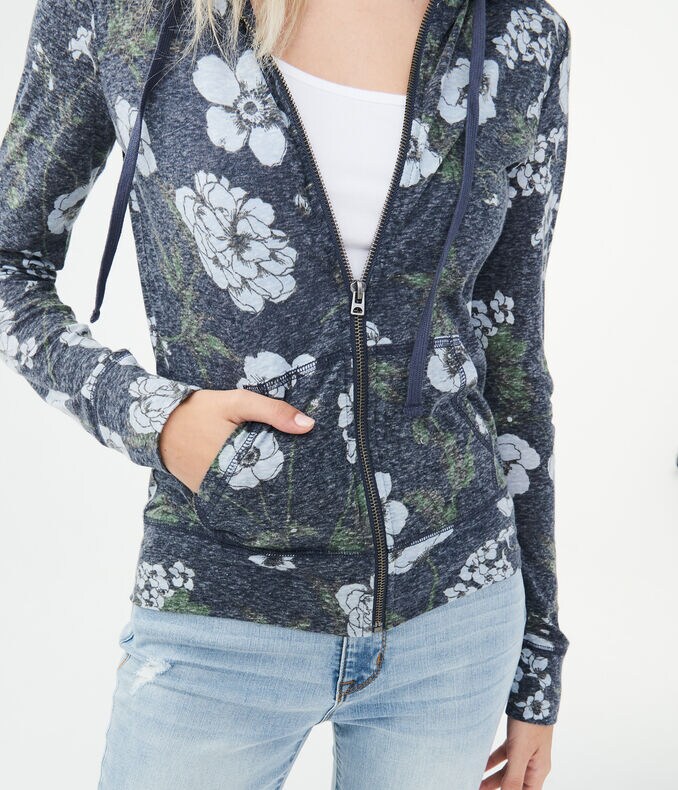 Download Lightweight Floral Full-Zip Hoodie