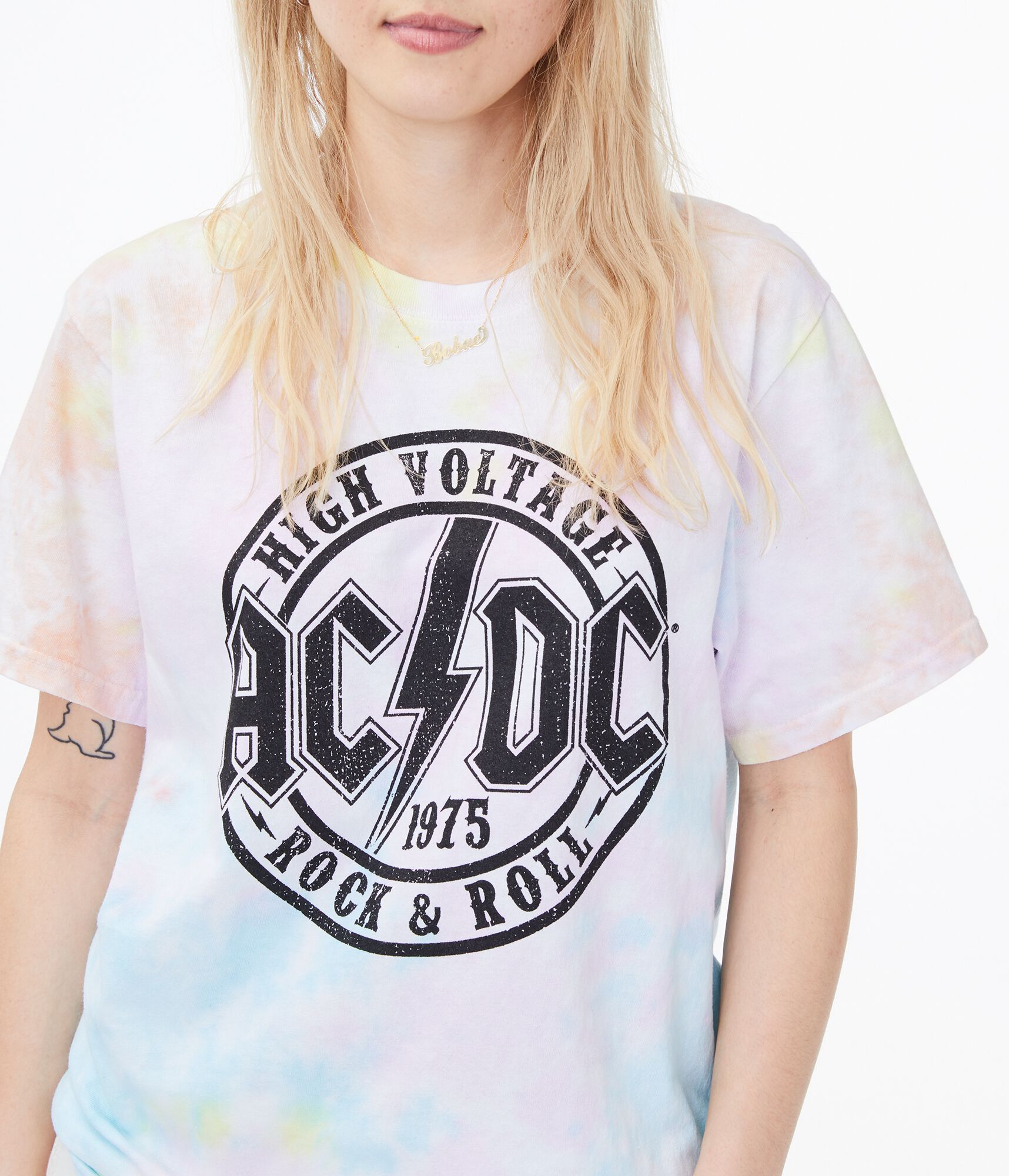 AC/DC Tie-Dye Boyfriend Graphic Tee