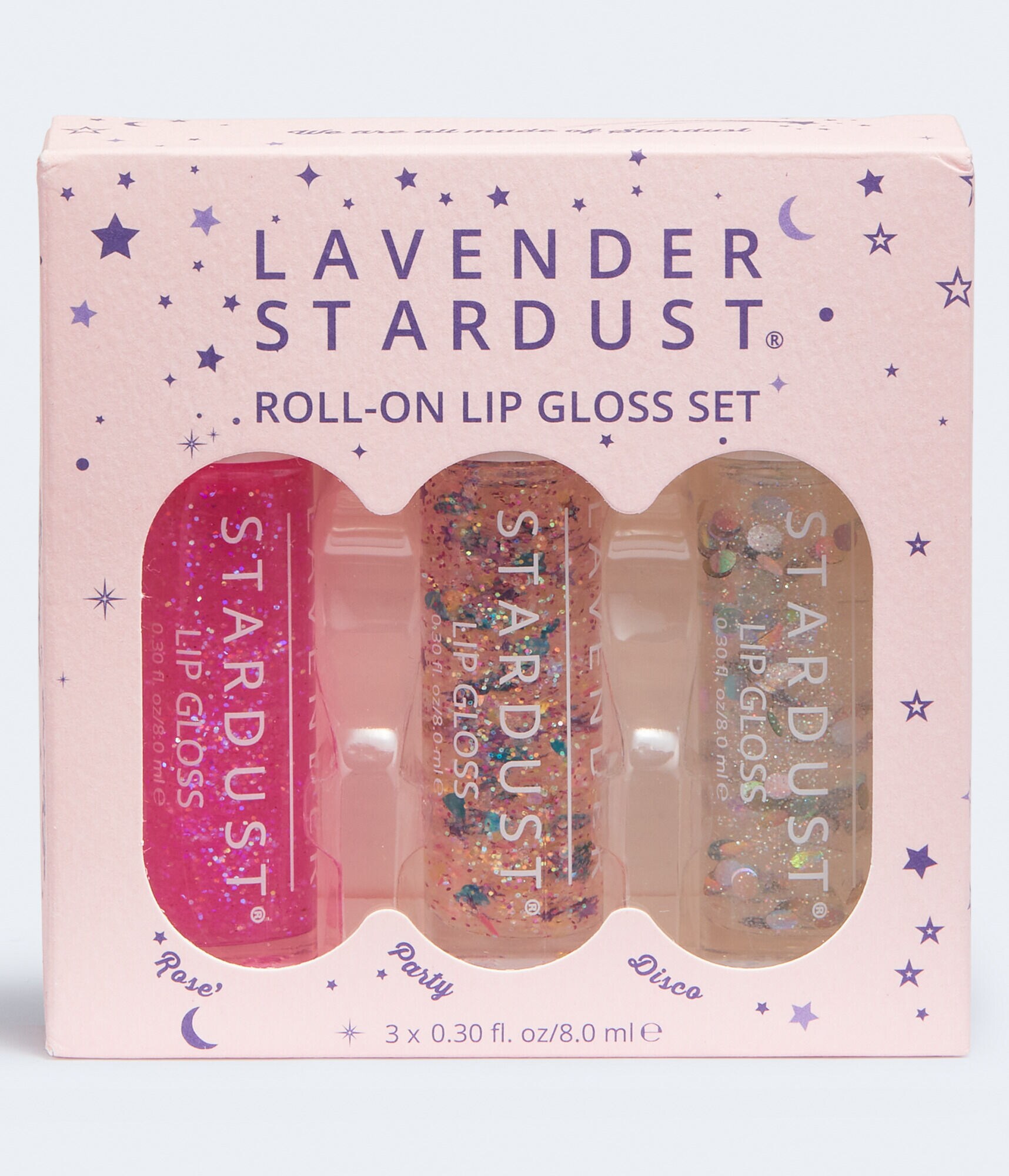 Lavender Stardust Roll-On Glitter Lip Gloss Set