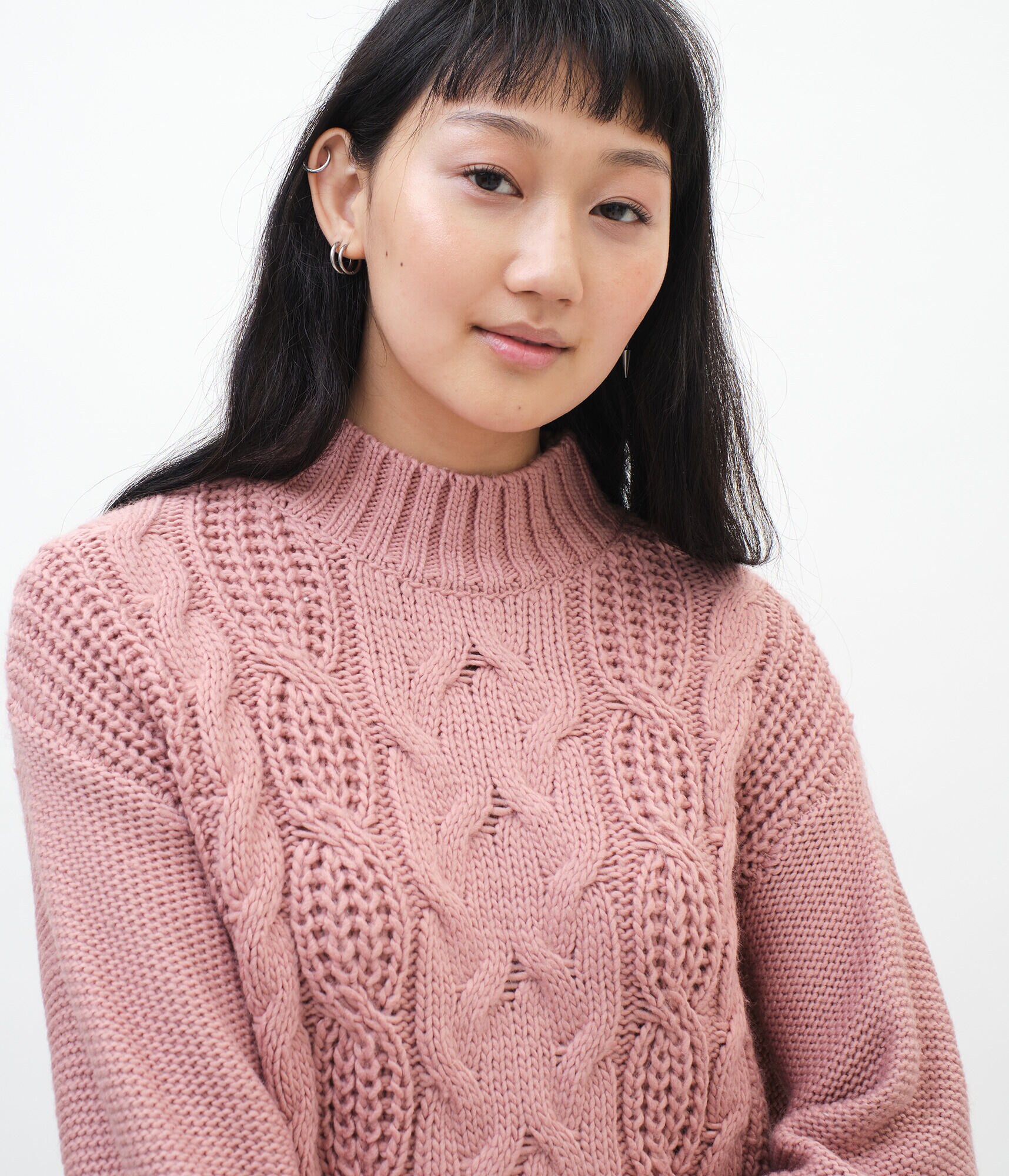 Cable Knit MockNeck Sweater