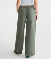 Low-Rise Twill Wide Leg Pants
