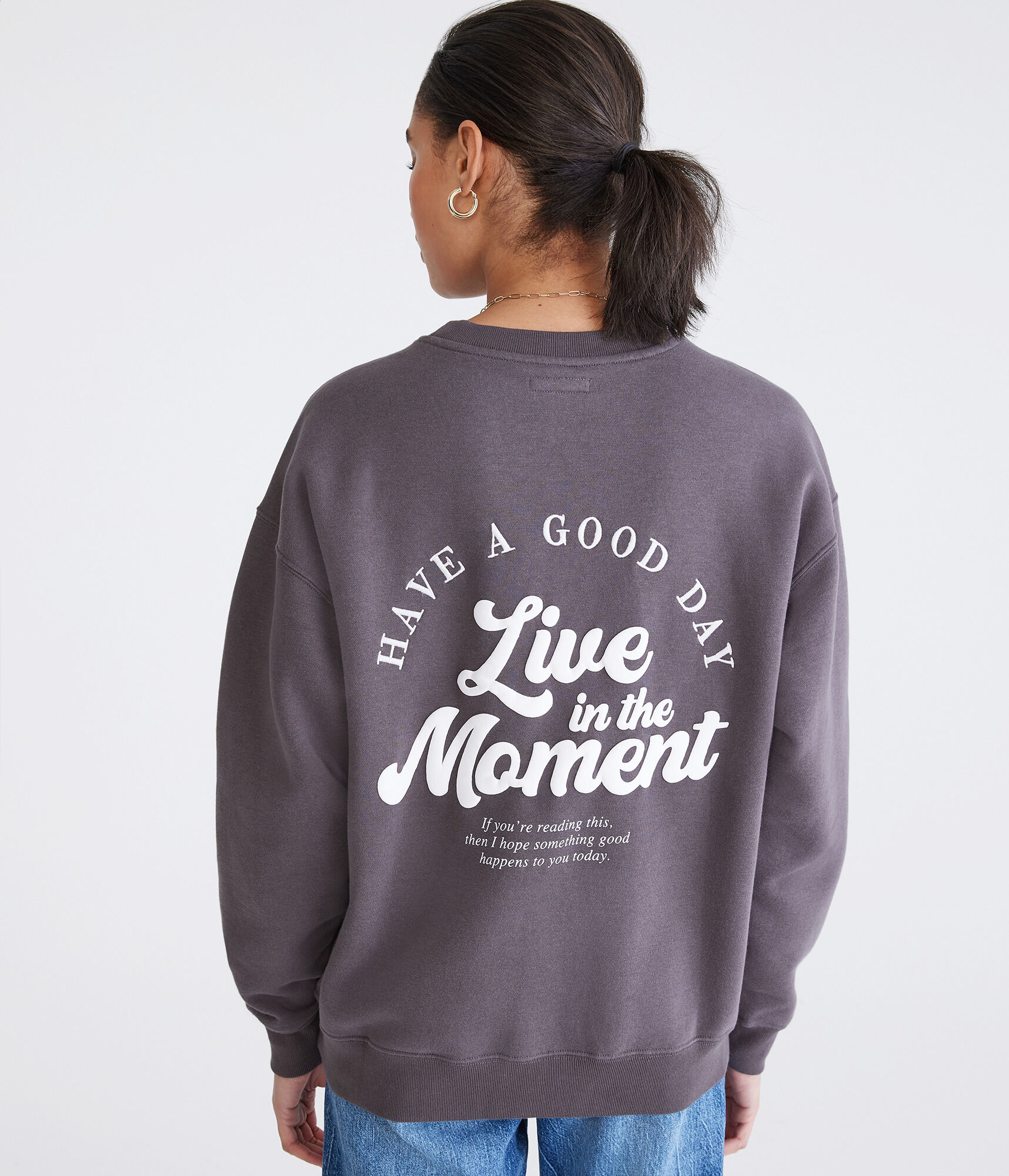 トップス ACLENT / Daily sweat shirt Live In The Moment Oversized Crew Sweatshirt