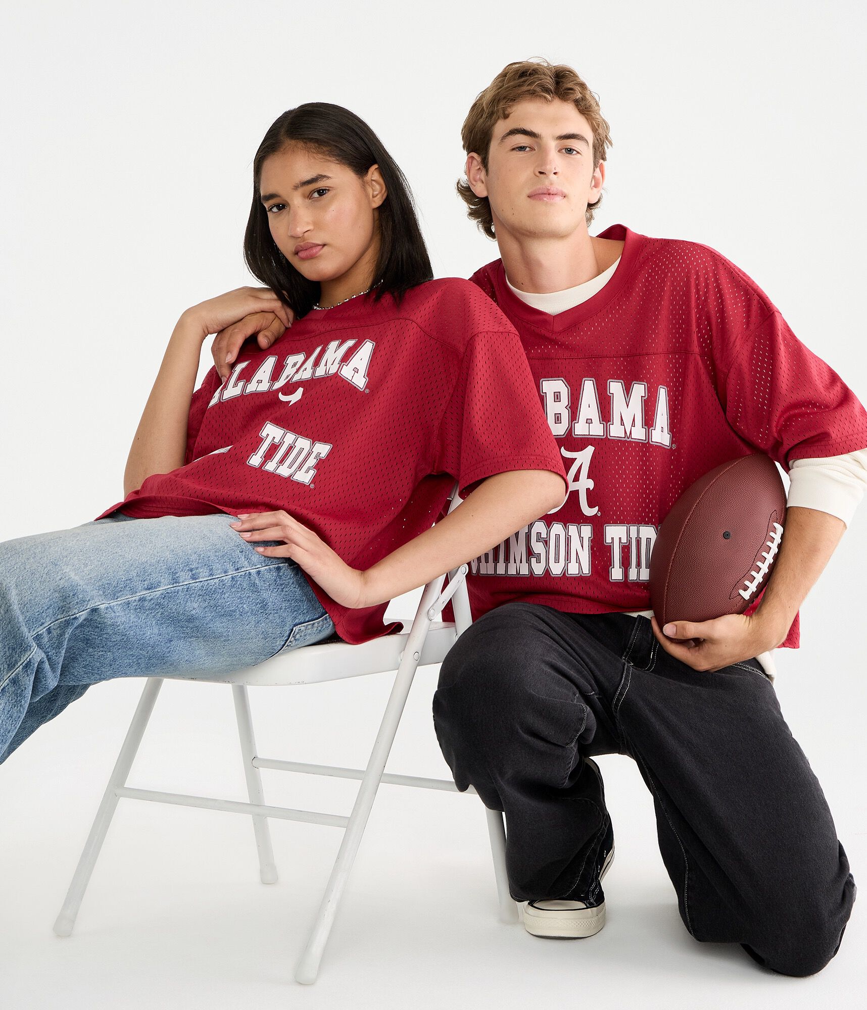 Alabama Crimson Tide Boxy Mesh V-Neck Top