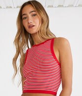 Seriously Soft Striped Cropped High-Neck Tank