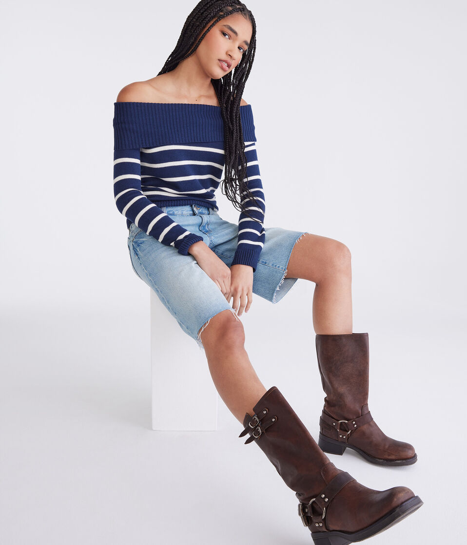 Striped Off-The-Shoulder Sweater