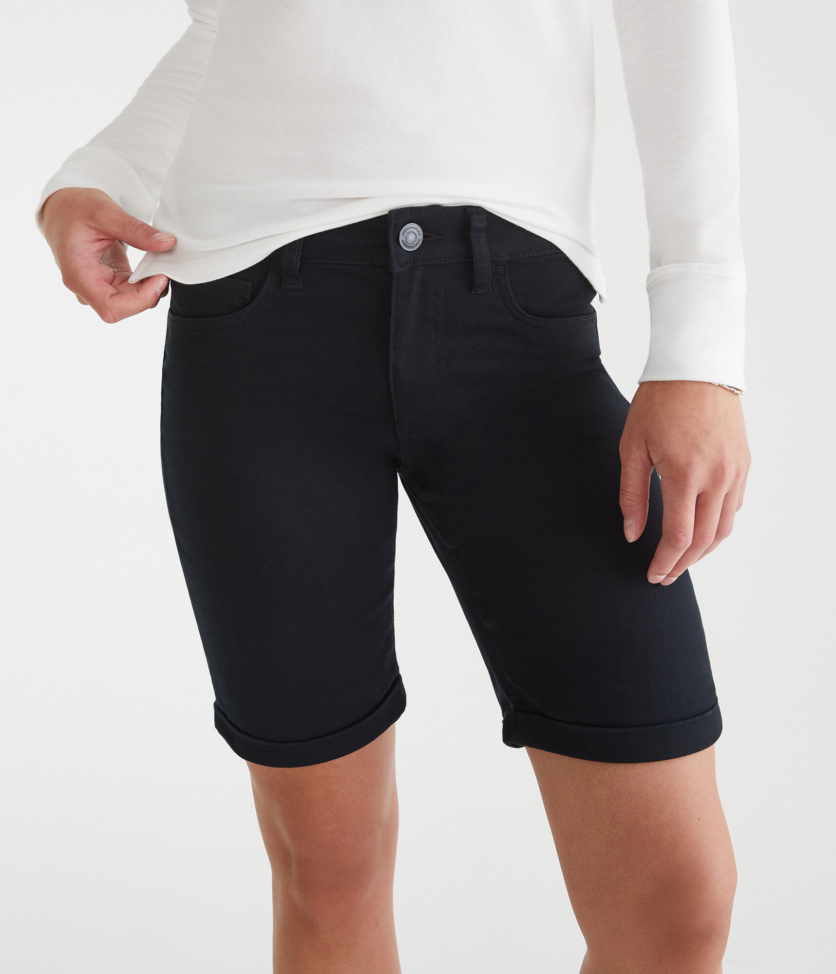 Mid-Rise Uniform Bermuda Shorts