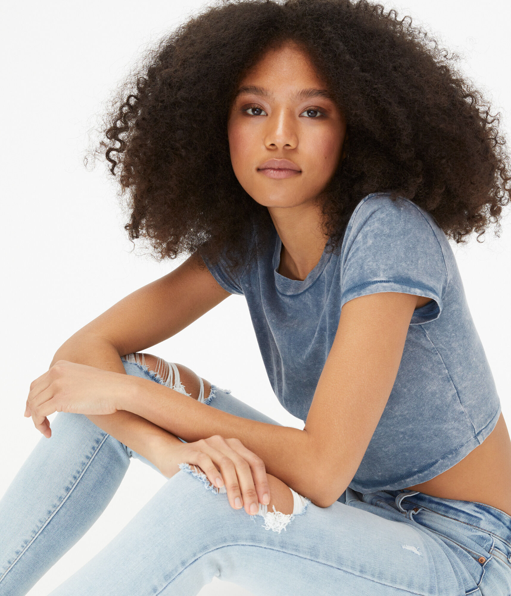 '90s Slim Kate Denim Wash Cropped Tee