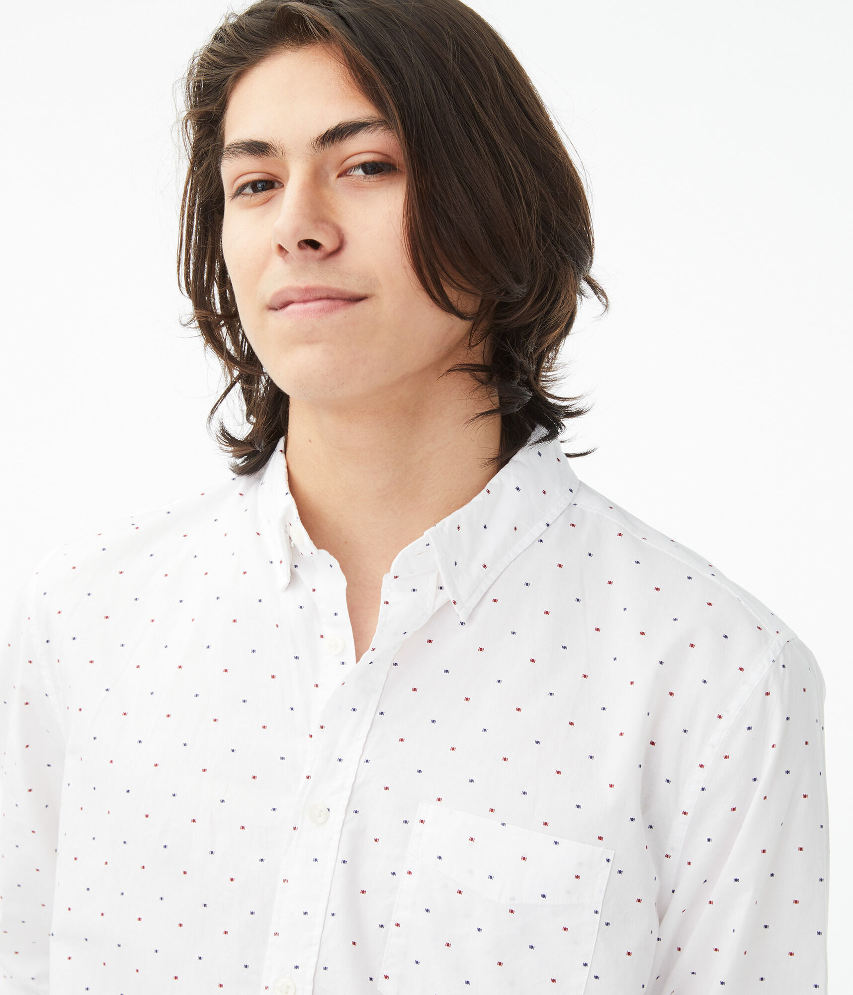Long Sleeve Geometric Dot Button-Down Shirt