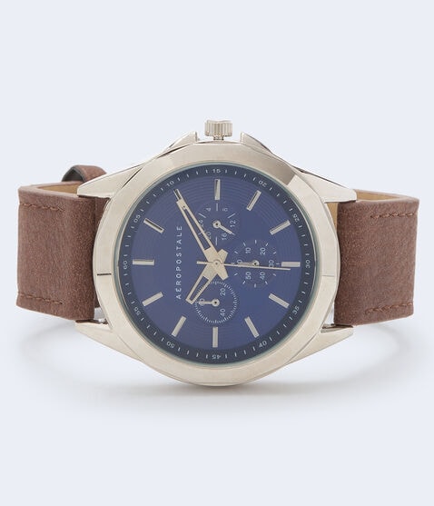Chrono Faux Leather Analog Watch Chrono Faux Leather Analog Watch