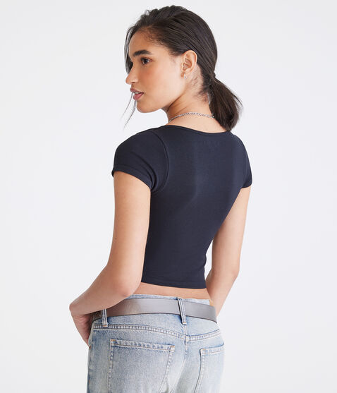 Buttery Soft Cropped Cinch-Front Tee Buttery Soft Cropped Cinch-Front Tee