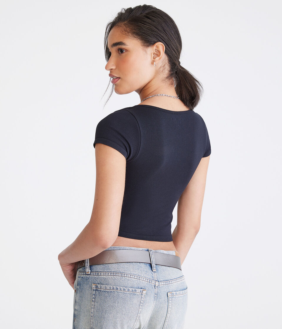 Buttery Soft Cropped Cinch-Front Tee