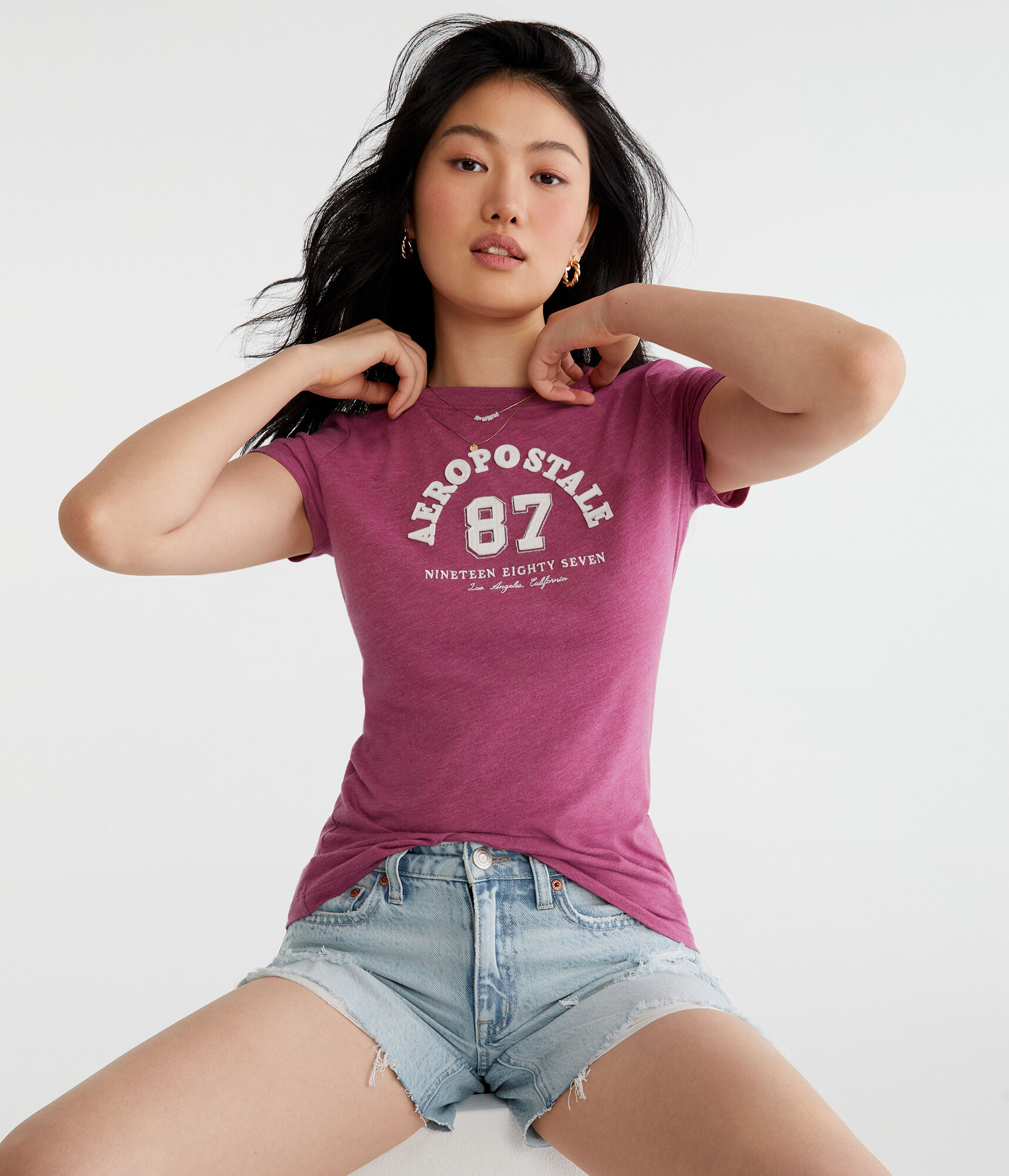 Aeropostale 87 Arch Appliqu&eacute; Graphic Tee