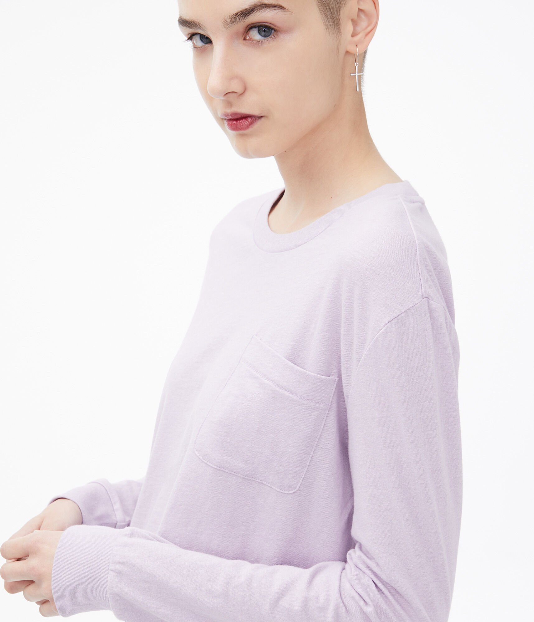 Long Sleeve Boxy Cropped Pocket Tee