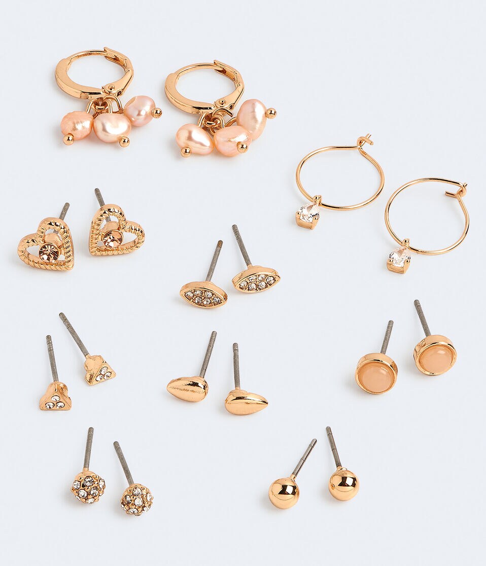 Charmed Semi-Precious Stud & Hoop Earring 9-Pack