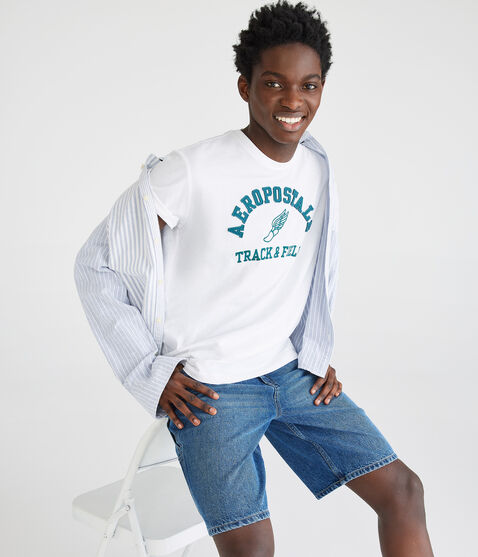 Aeropostale Track & Field Appliqué Graphic Tee Aeropostale Track & Field Appliqué Graphic Tee