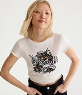 Aeropostale Thorny Roses Flocked Graphic Tee