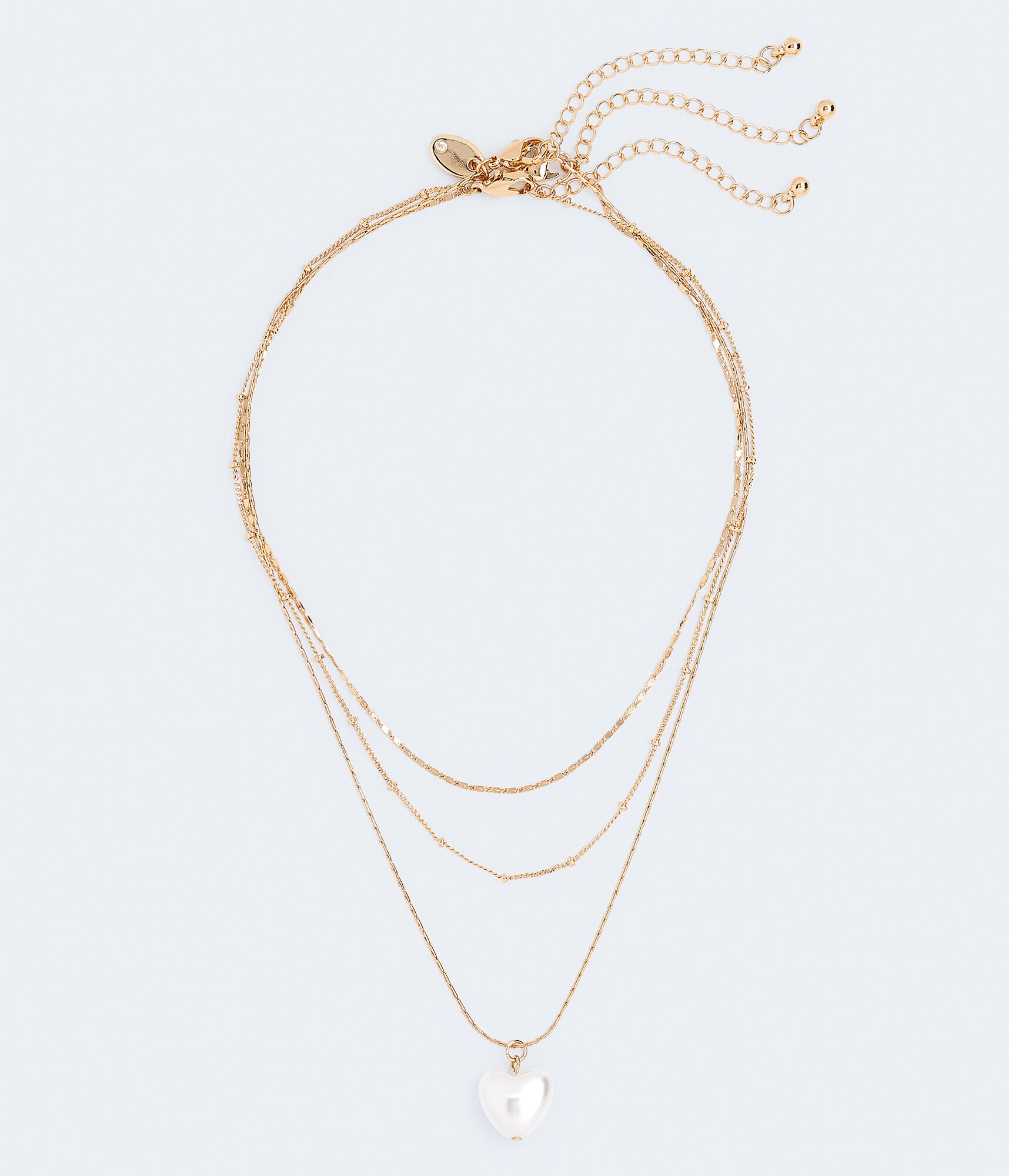 Faux Pearl Heart Necklace 3-Pack