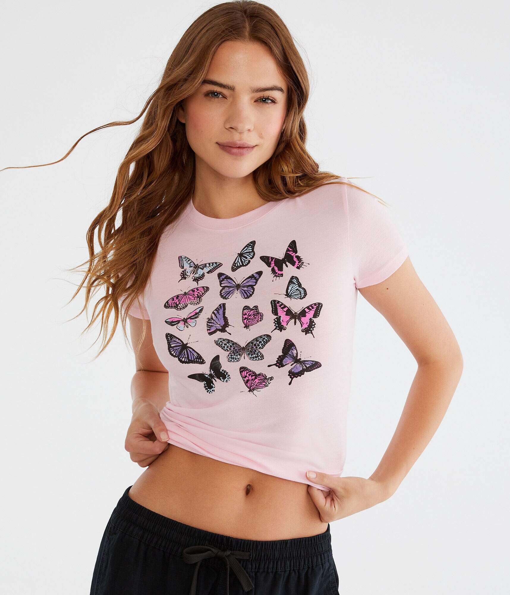 Multicolor Butterflies Graphic Tee