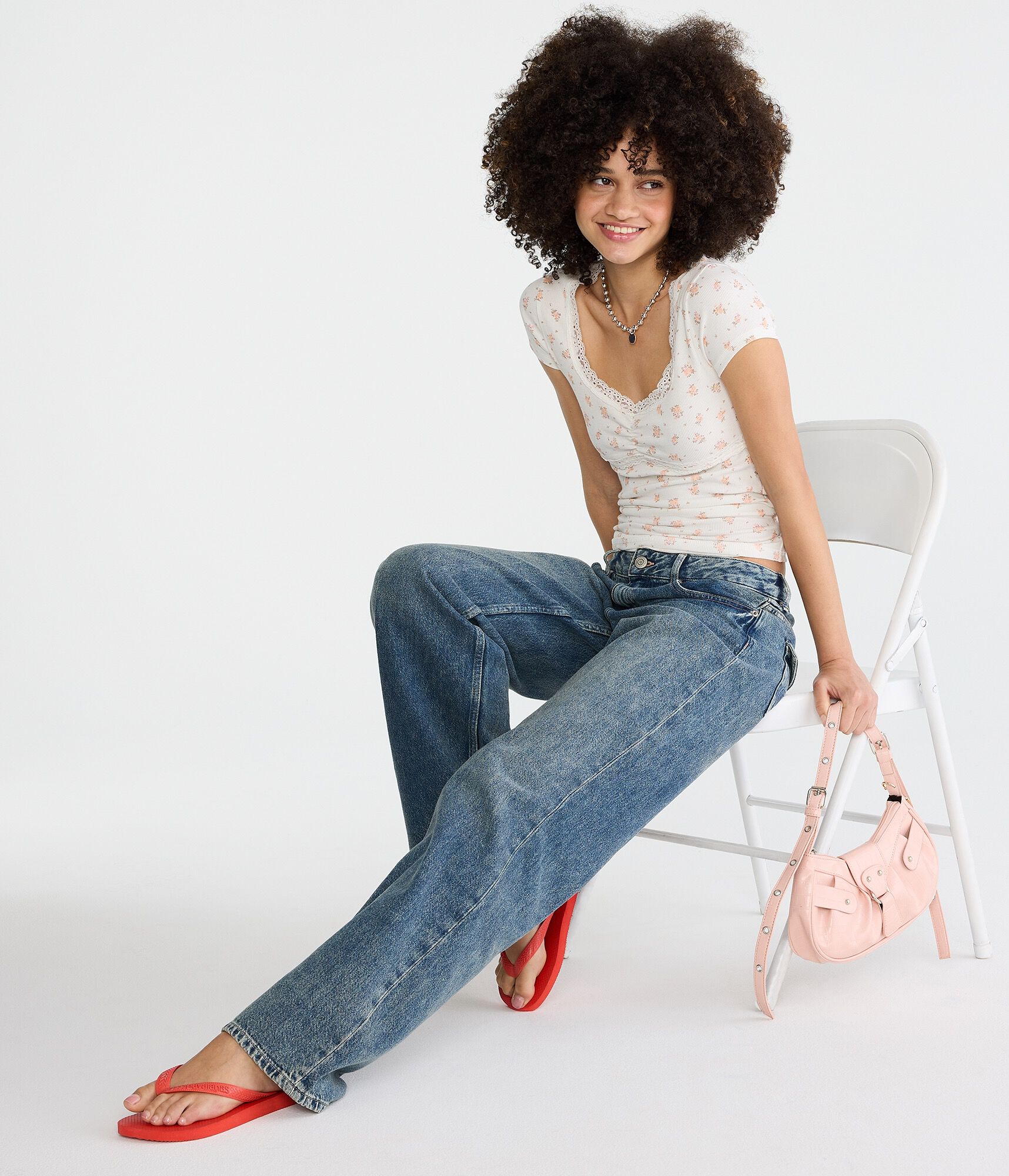 Seriously Soft Floral Lace-Trim Scoop-Neck Tee