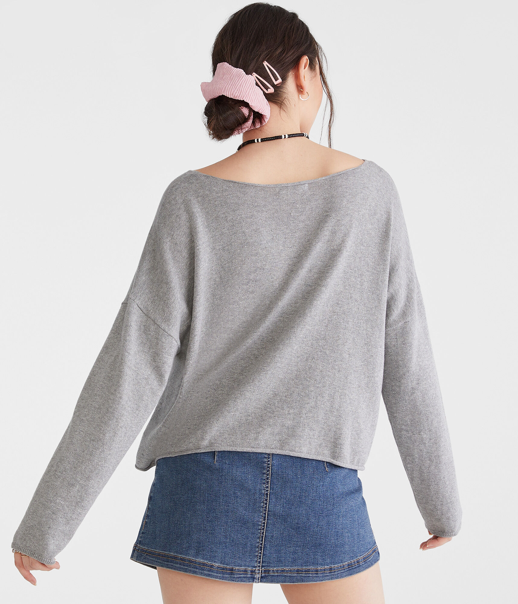 Solid Slash-Neck Sweater