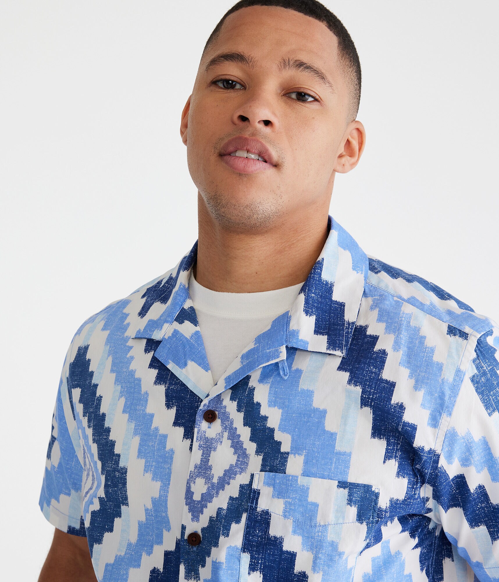 Ikat Print Camp Shirt