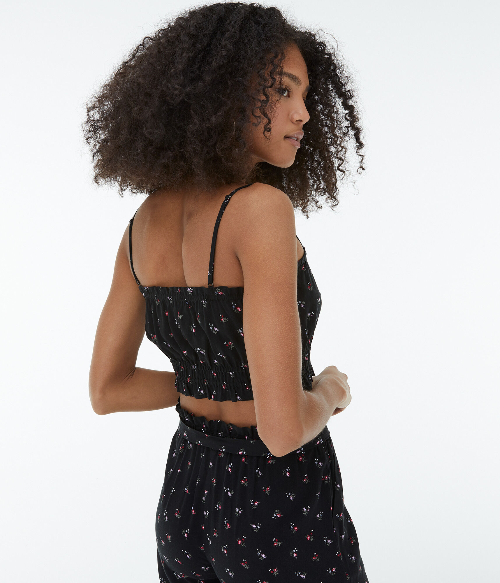 Tiny Flower Smocked Cropped Tank