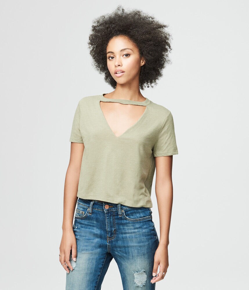 Solid Choker-Neck Tee
