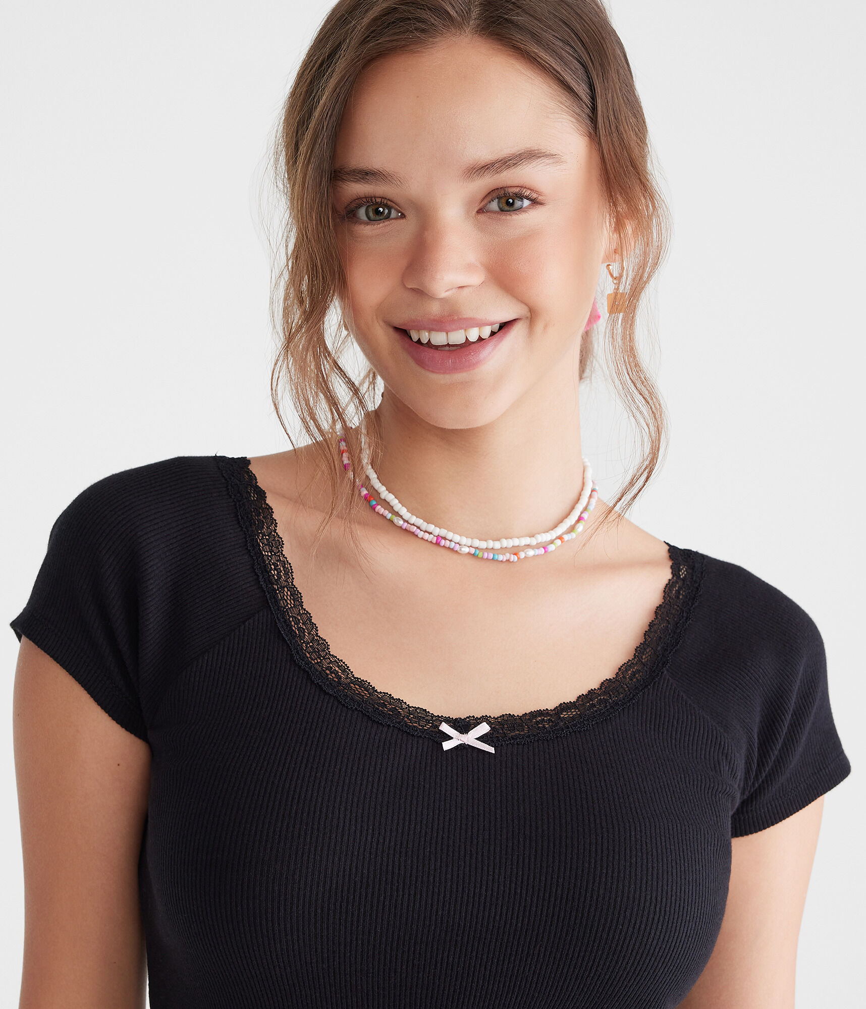 Seriously Soft Lace-Trim Shrunken Tee
