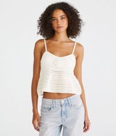 Rosette Crocheted Peplum Tank