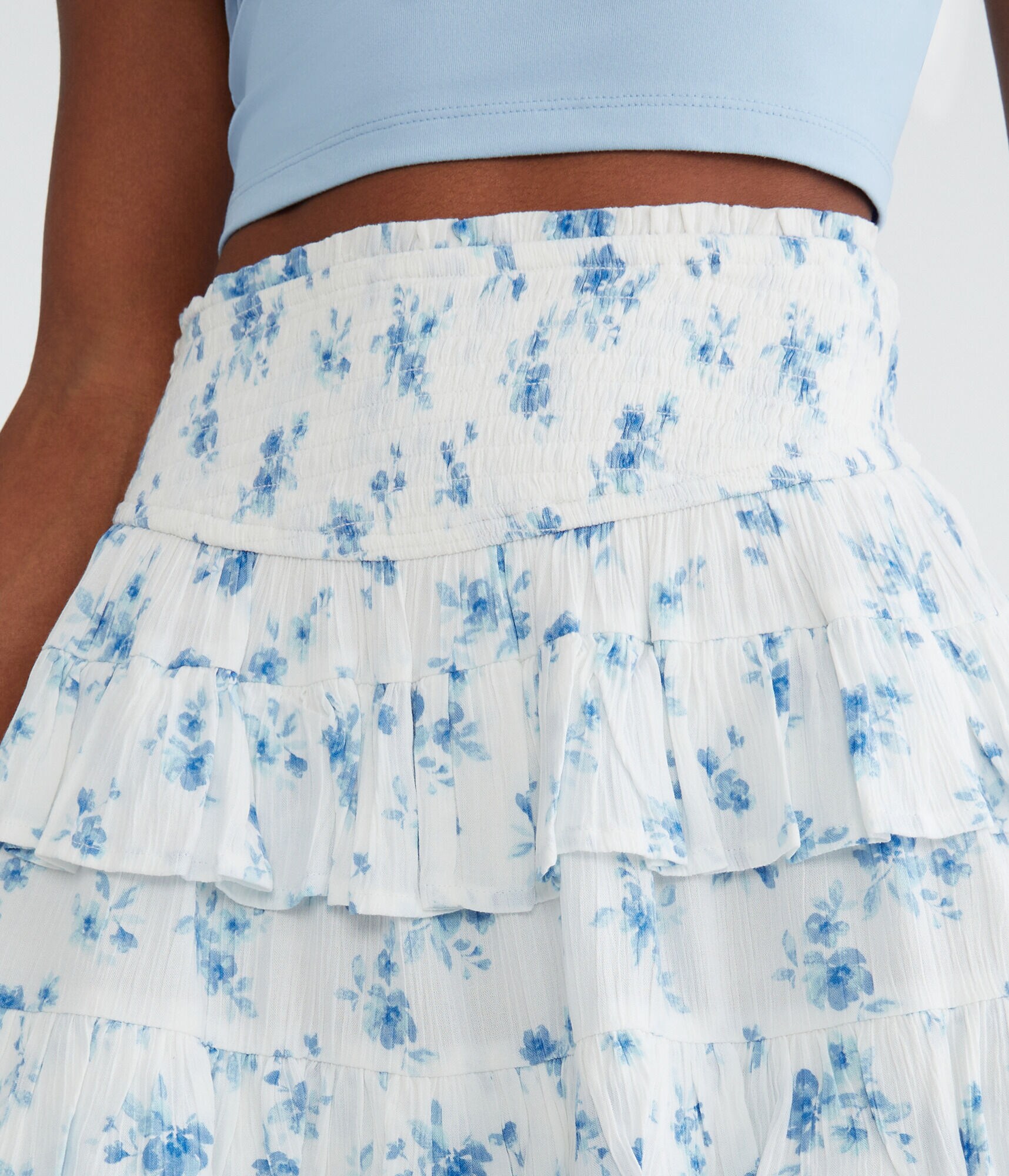 High-Waisted Floral Ruffled Flippy Skort