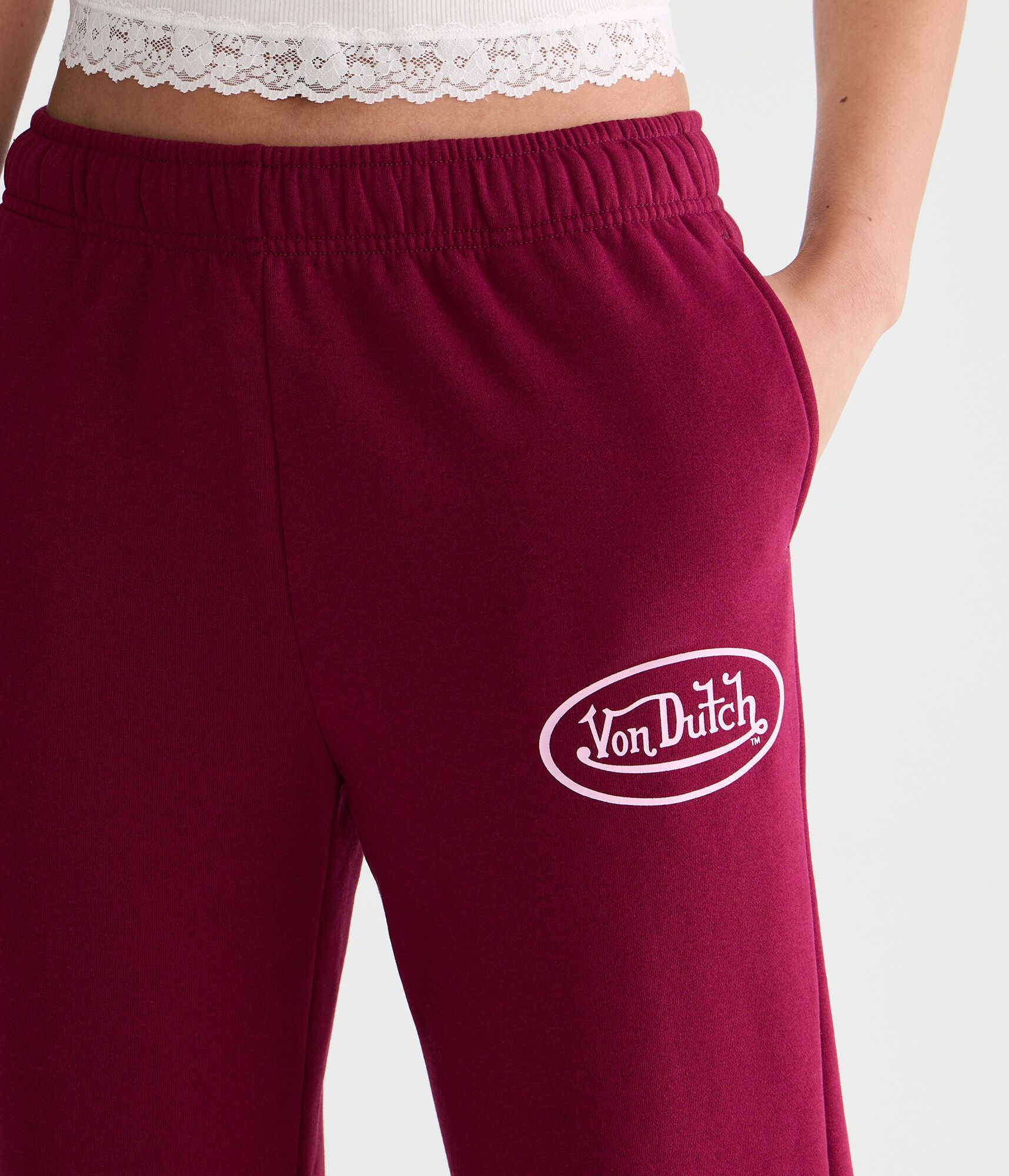 Von Dutch Logo Mid-Rise Straight Leg Sweatpants