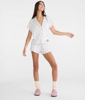 Printed Pointelle Knit Sleep Shorts