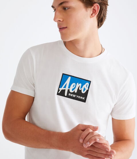 Aero New York Box Logo Appliqué Graphic Tee Aero New York Box Logo Appliqué Graphic Tee