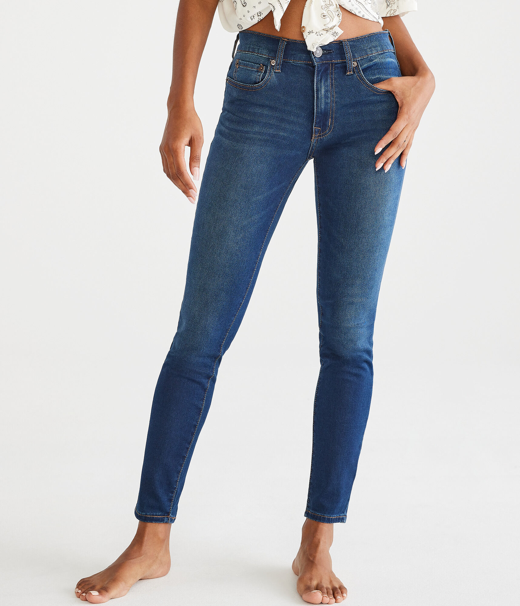Dark Wash High-Waisted Stretch Jeans 