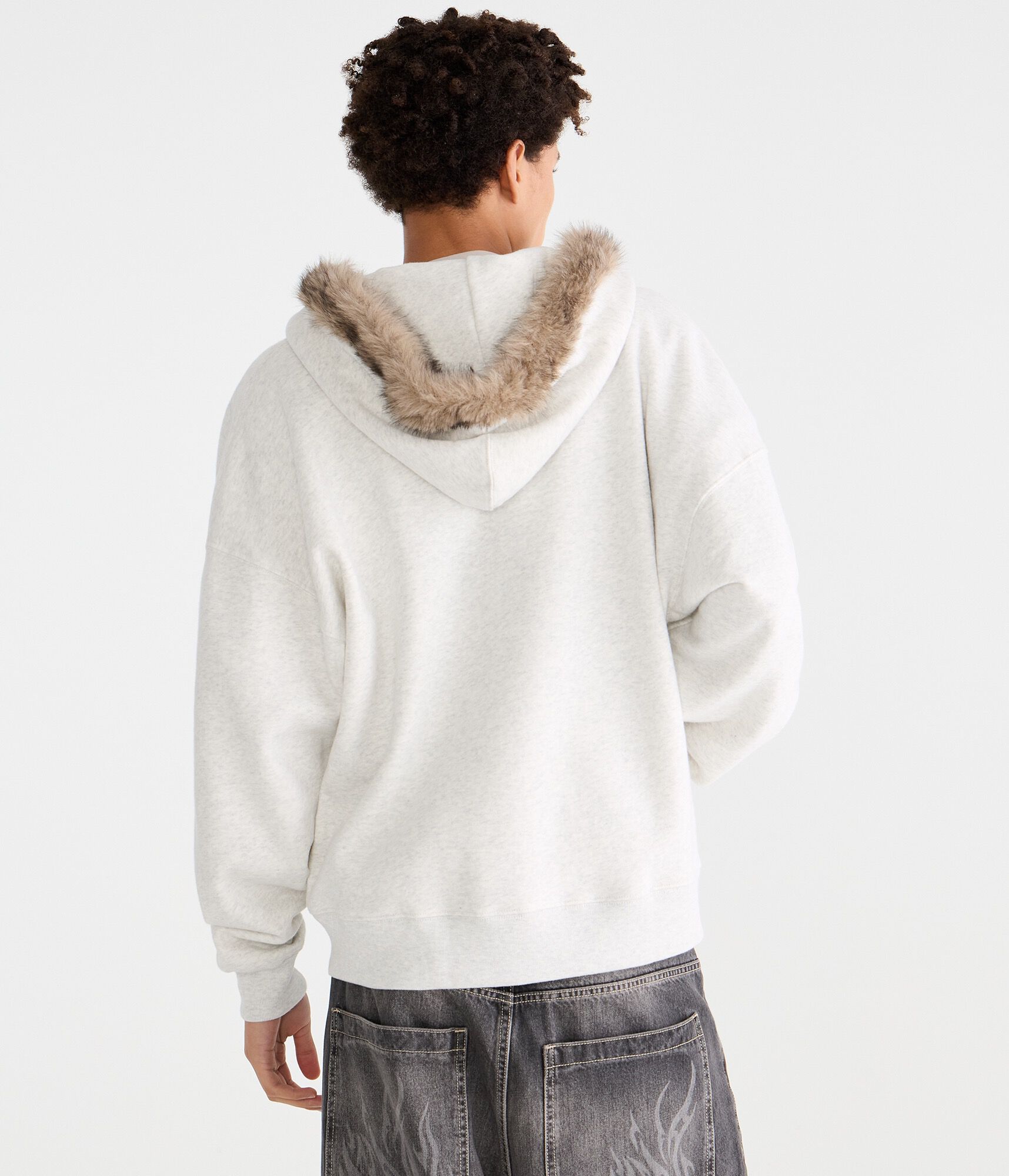 Brooklyn Faux Fur-Trimmed Boxy Full-Zip Hoodie