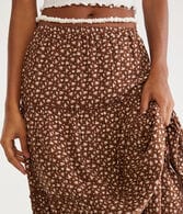 Floral Tiered High-Waisted Maxi Skirt