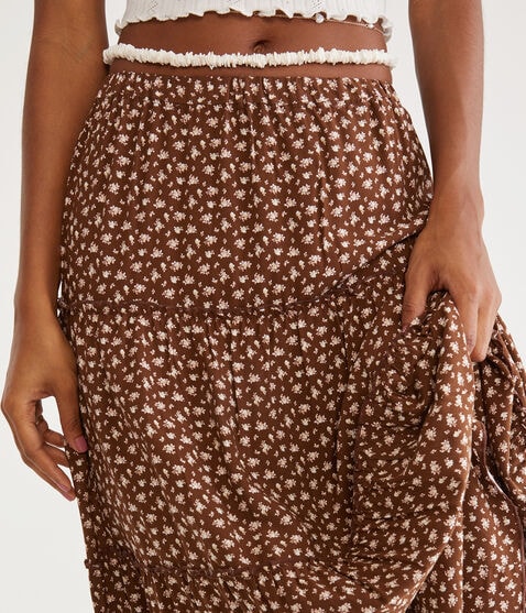 Floral Tiered High-Waisted Maxi Skirt