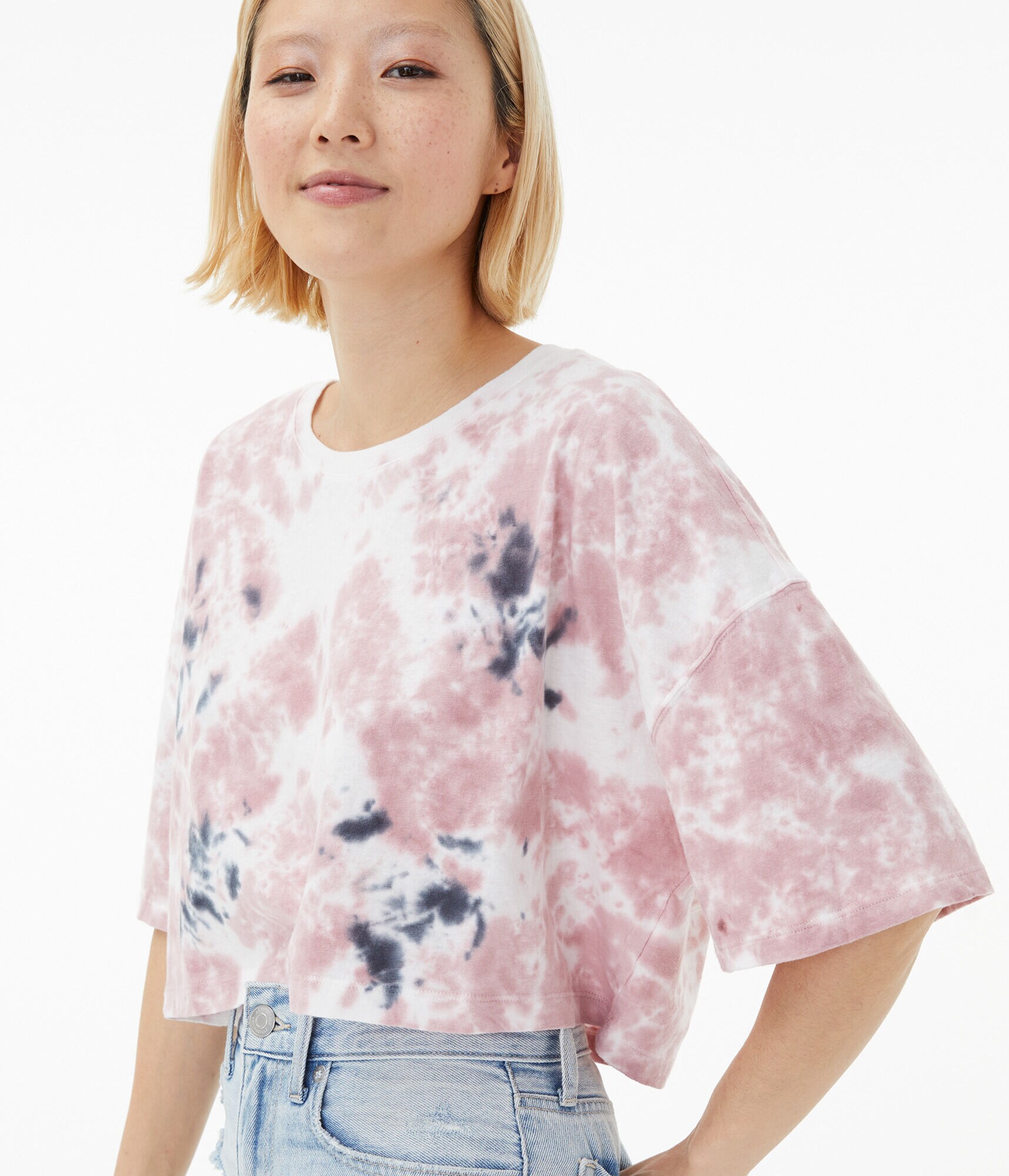 Tie-Dye Cropped Boyfriend Crew Tee
