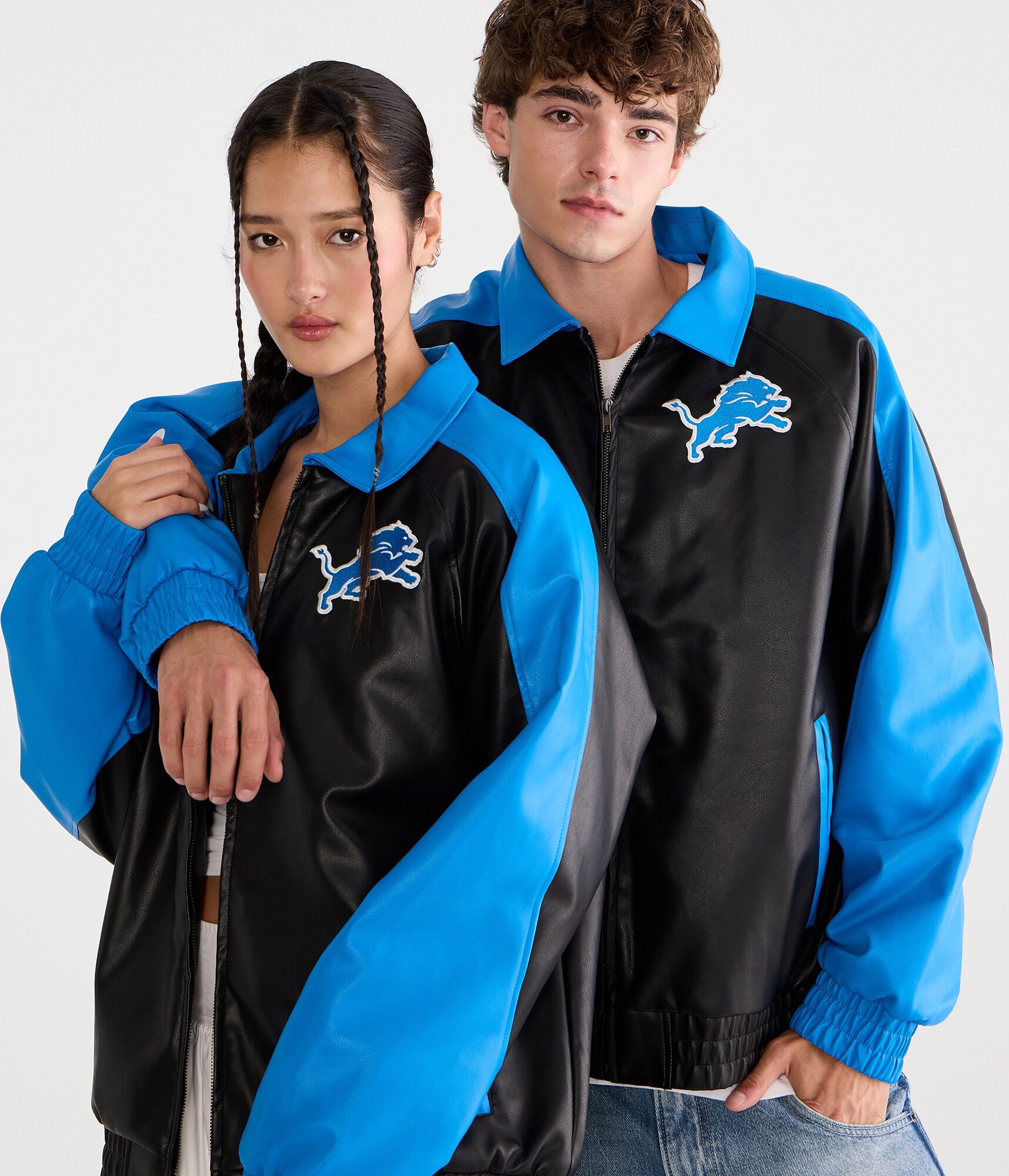 Detroit Lions Faux Leather Full-Zip Jacket