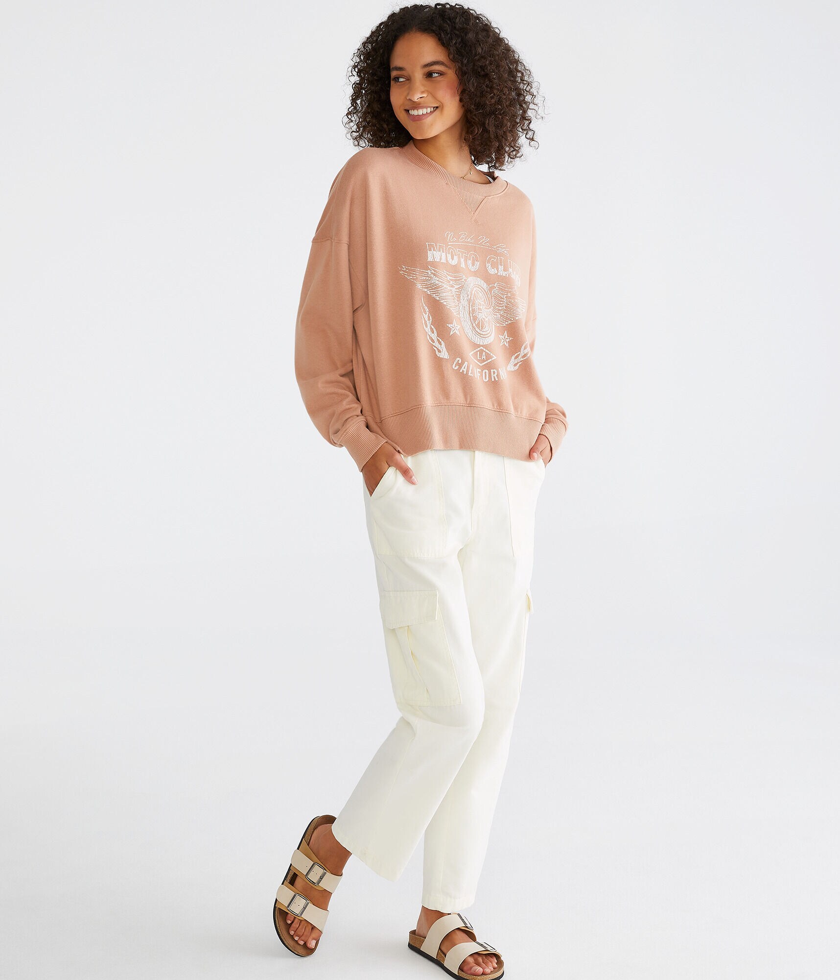 Moto Club Oversized Crew Sweatshirt