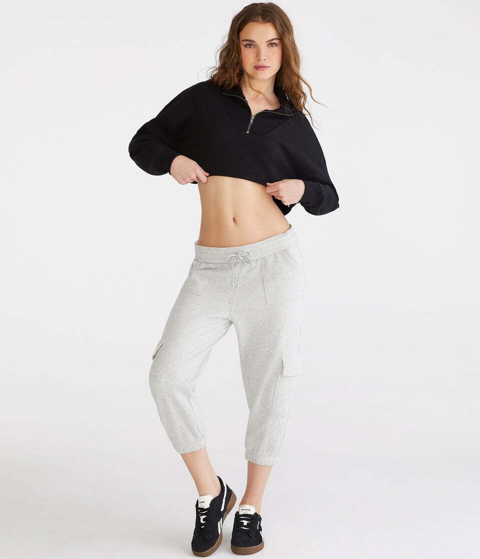 Heathered Cropped Cargo Sweatpants
