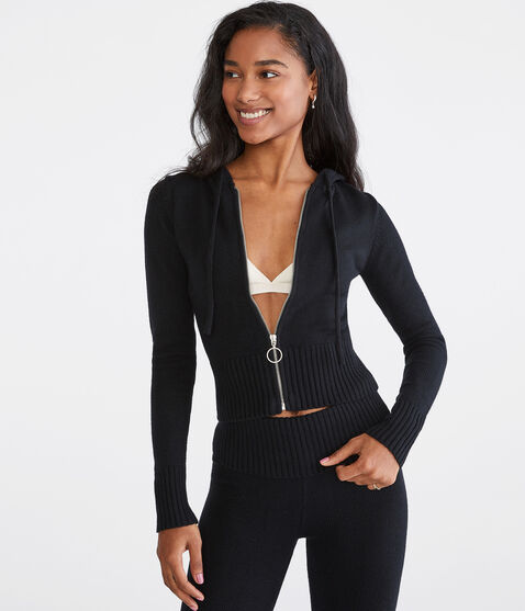 Hooded Full-Zip Sweater