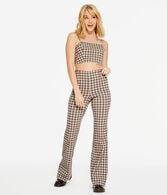 Plaid Square-Neck Cropped Cami