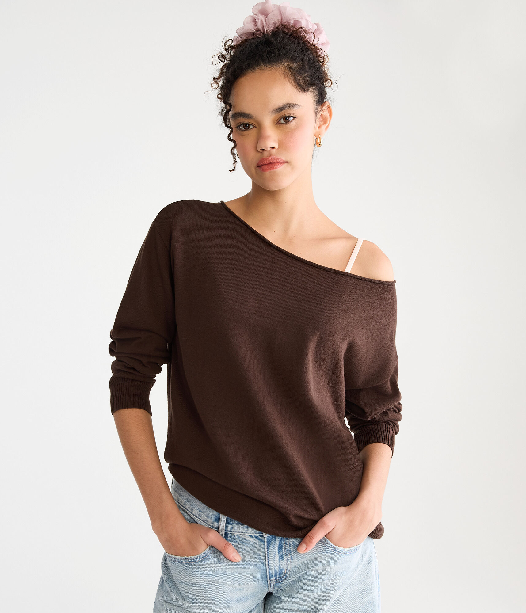 Slouchy Slash-Neck Sweater