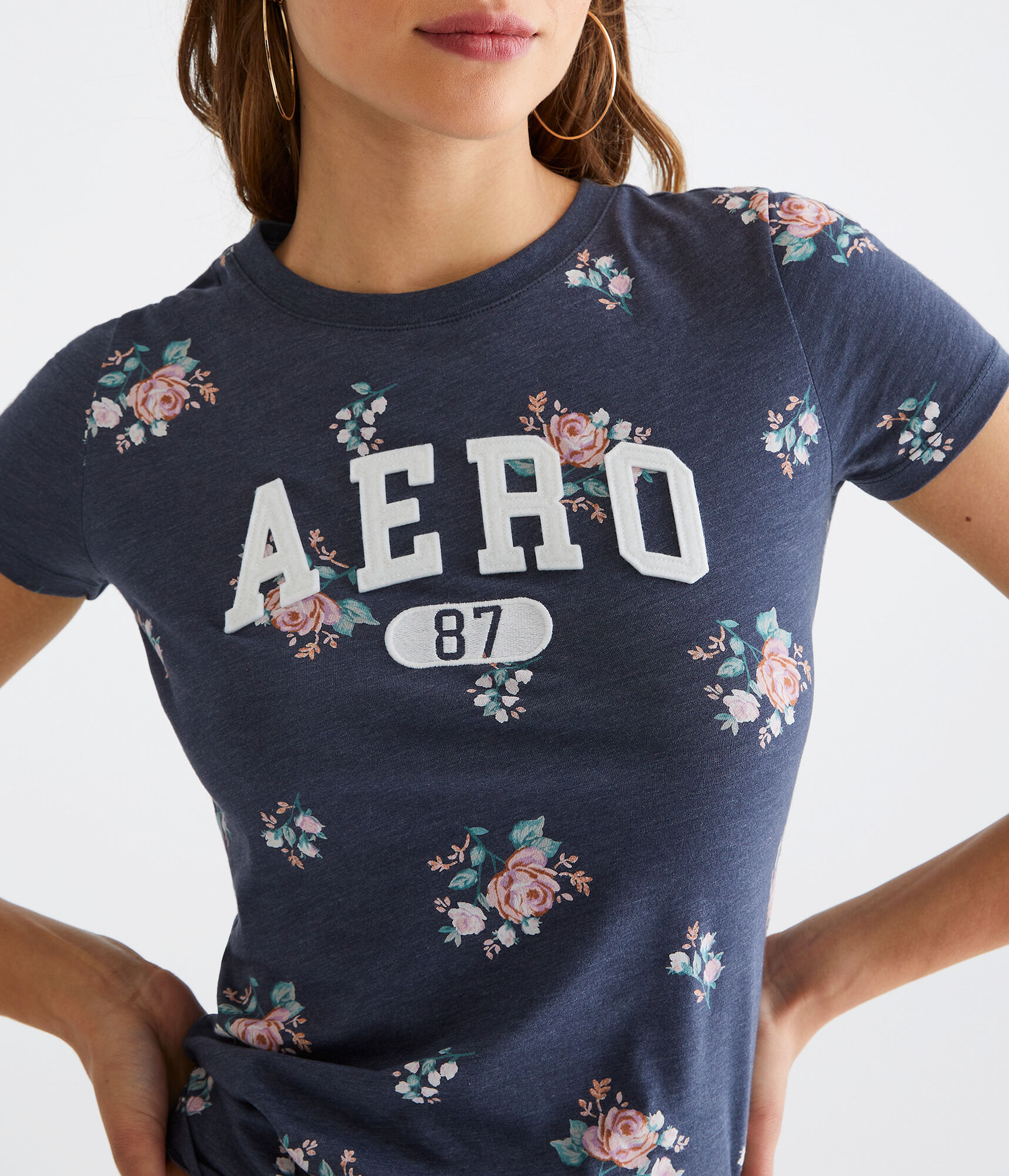 Aero Allover Floral Appliqu&eacute; Graphic Tee