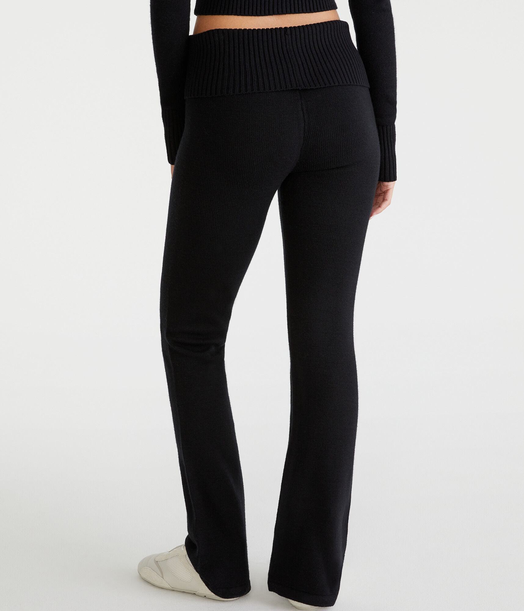 Flare Mid-Rise Fold-Over Sweater Pants