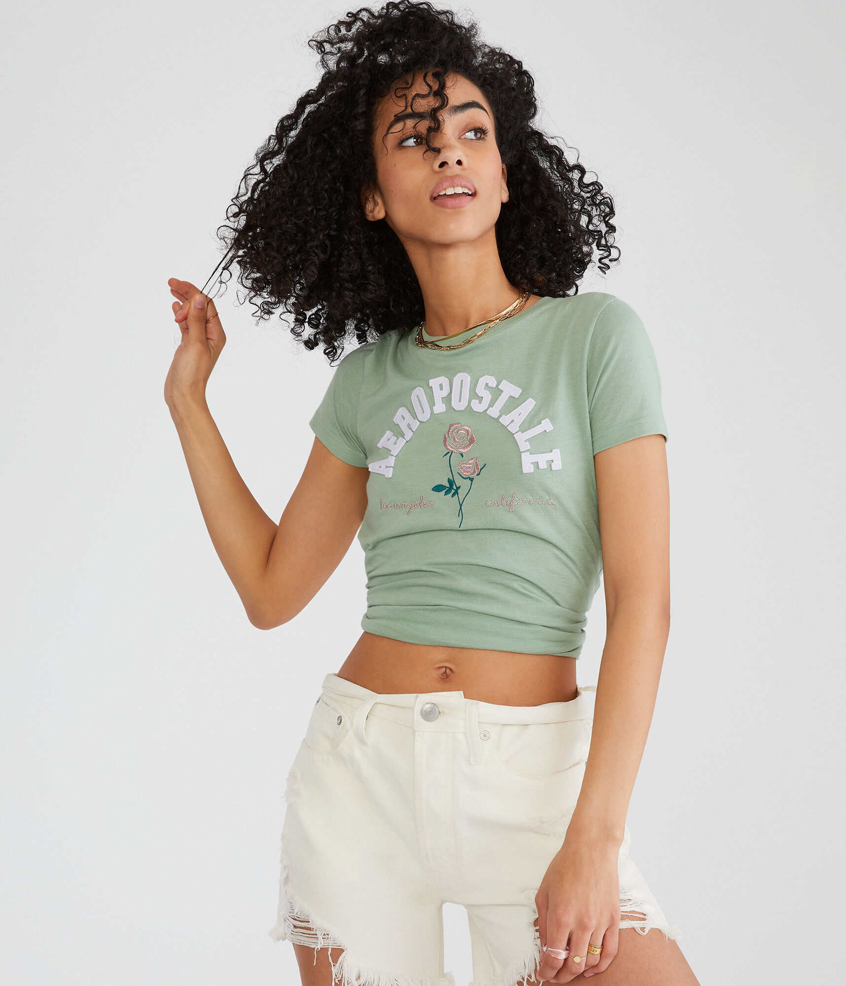 Aeropostale Floral Arch Appliqu&eacute; Graphic Tee